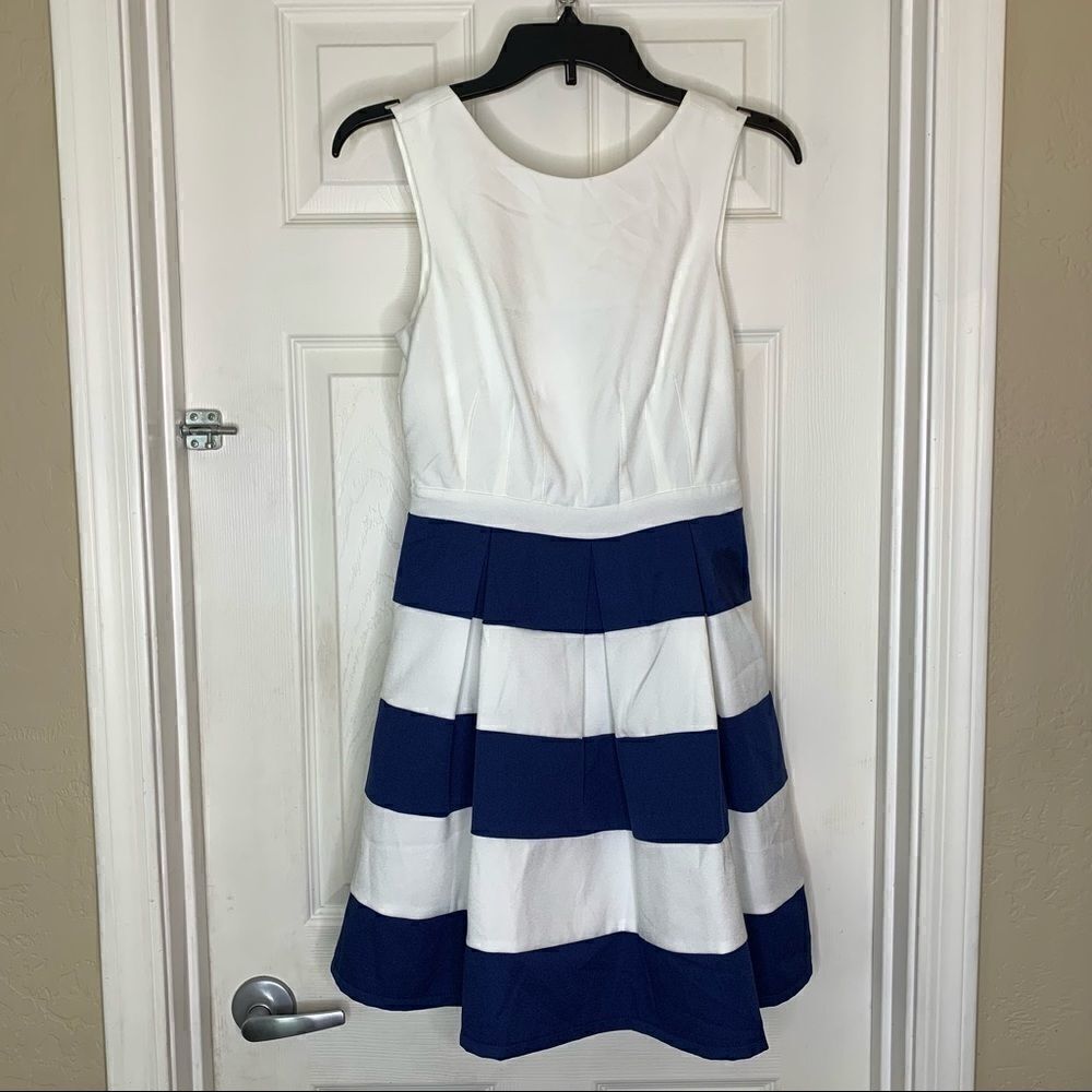 Forever 21 Navy and White Striped Dress Size Small with Tulle Skirting